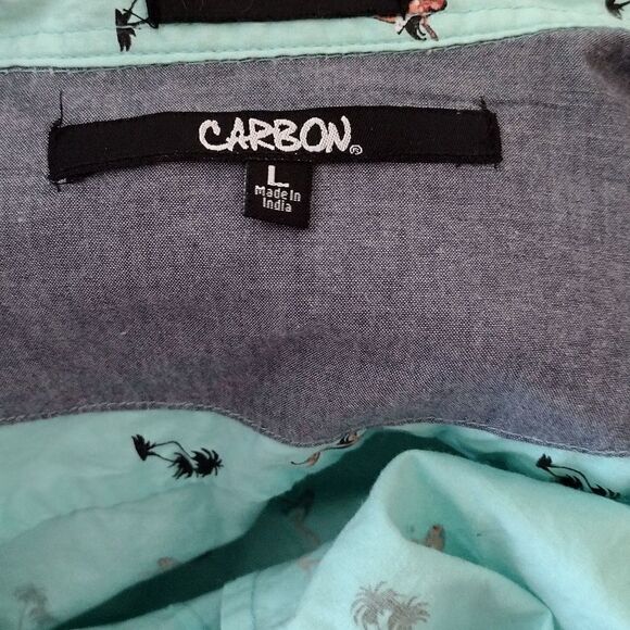 Carbon Short Sleeve, Button Down Shirt With Hulu Girls And Palm Trees Size L - Picture 4 of 4